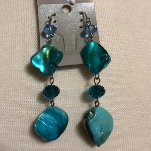 Greenish-blue chandelier earrings